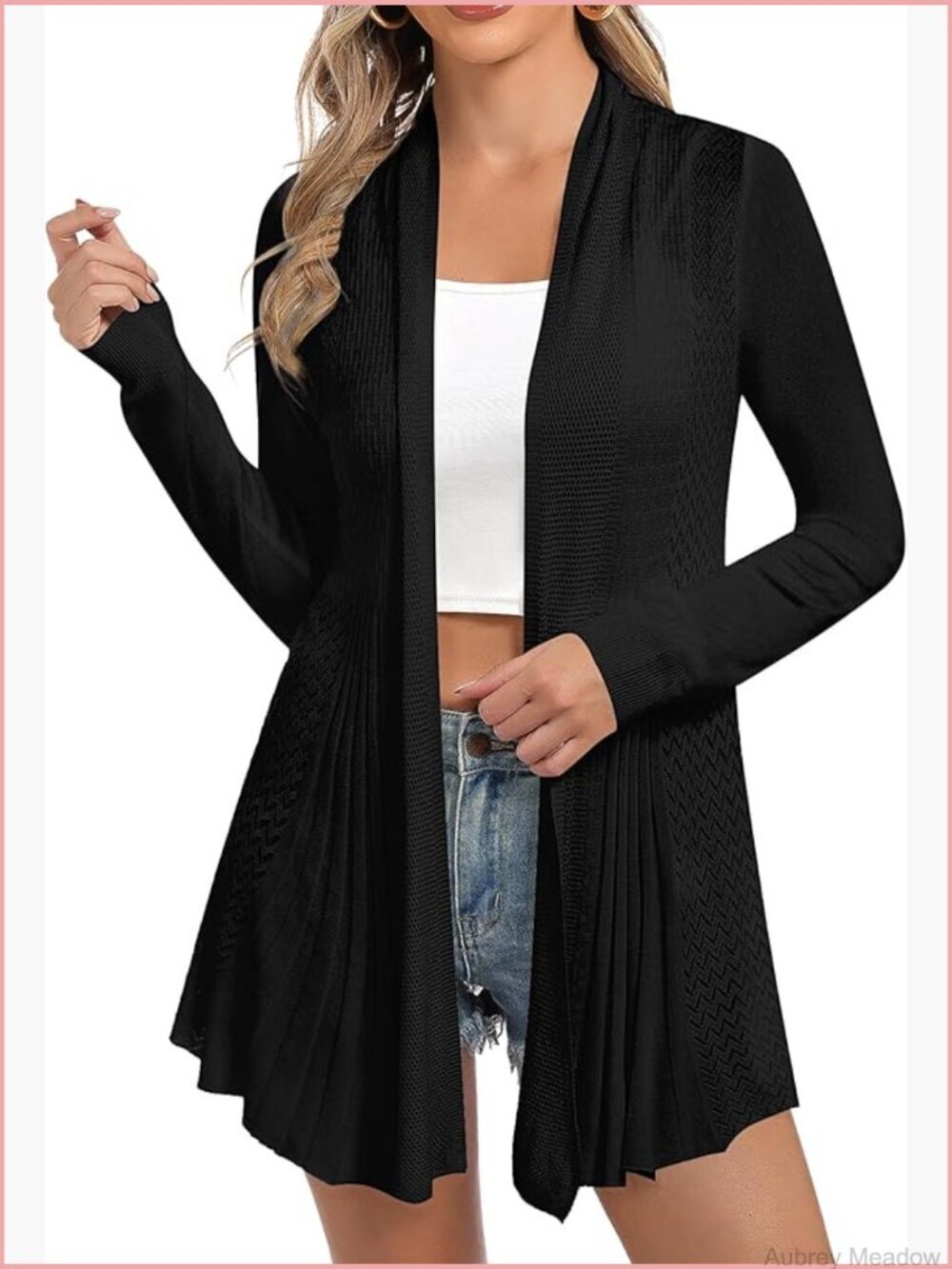 Open Front Knit Cardigan Lightweight Long Sleeve Casual Soft Sweater